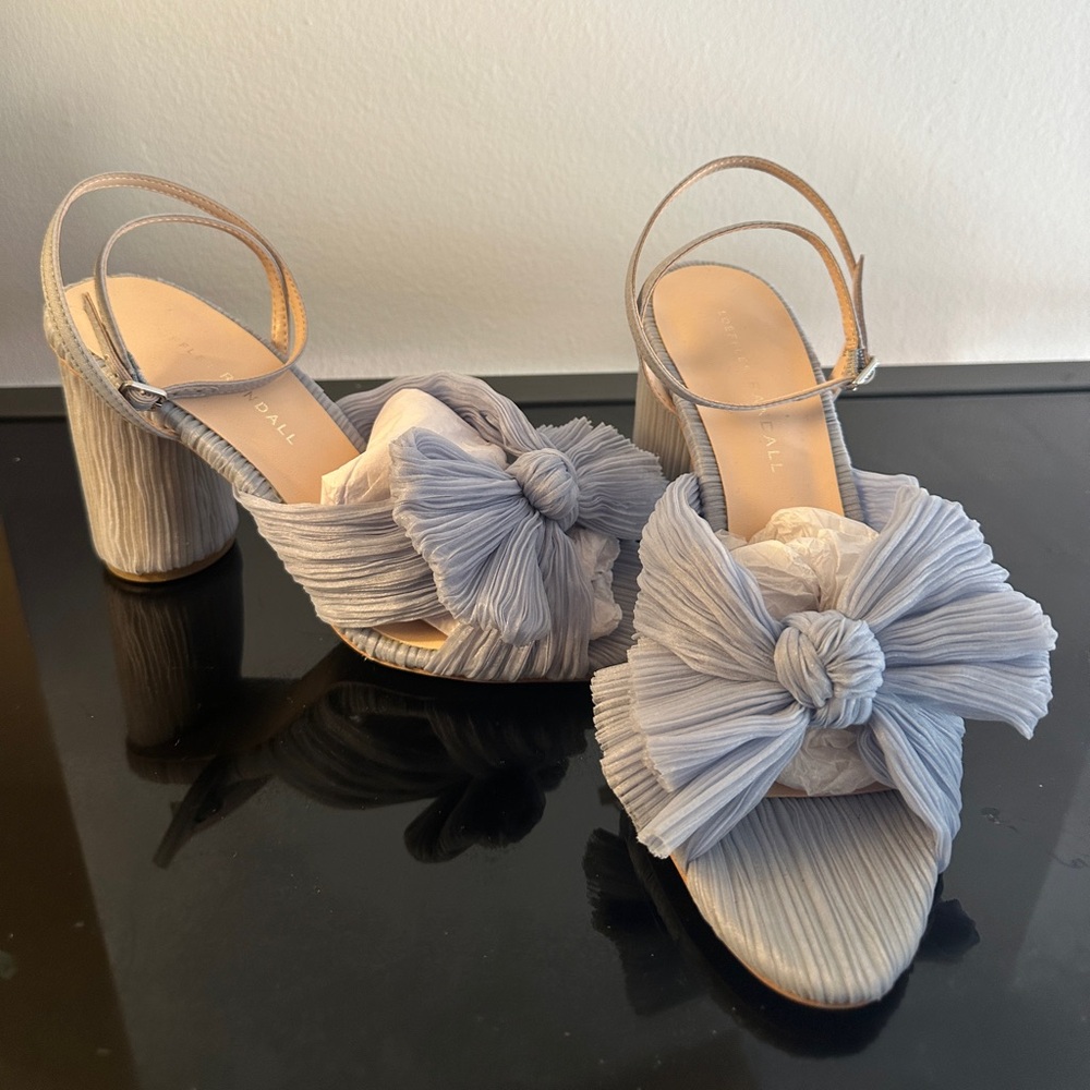 Loeffler Randall Camellia Knot Ankle-Strap Heels baby blue